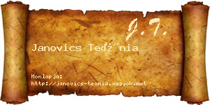Janovics Teónia névjegykártya